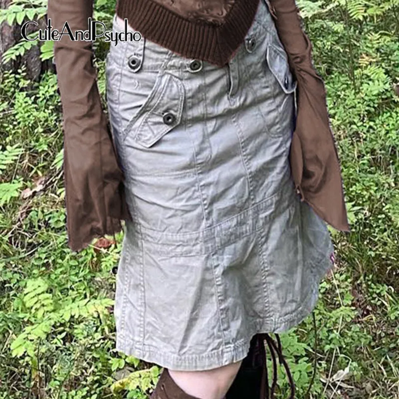 

Cuteandпсихоз Y2K однотонная женская Повседневная эстетичная уличная одежда длиной до колена с низкой талией в стиле 90-х шикарная модная винтажная нижняя одежда