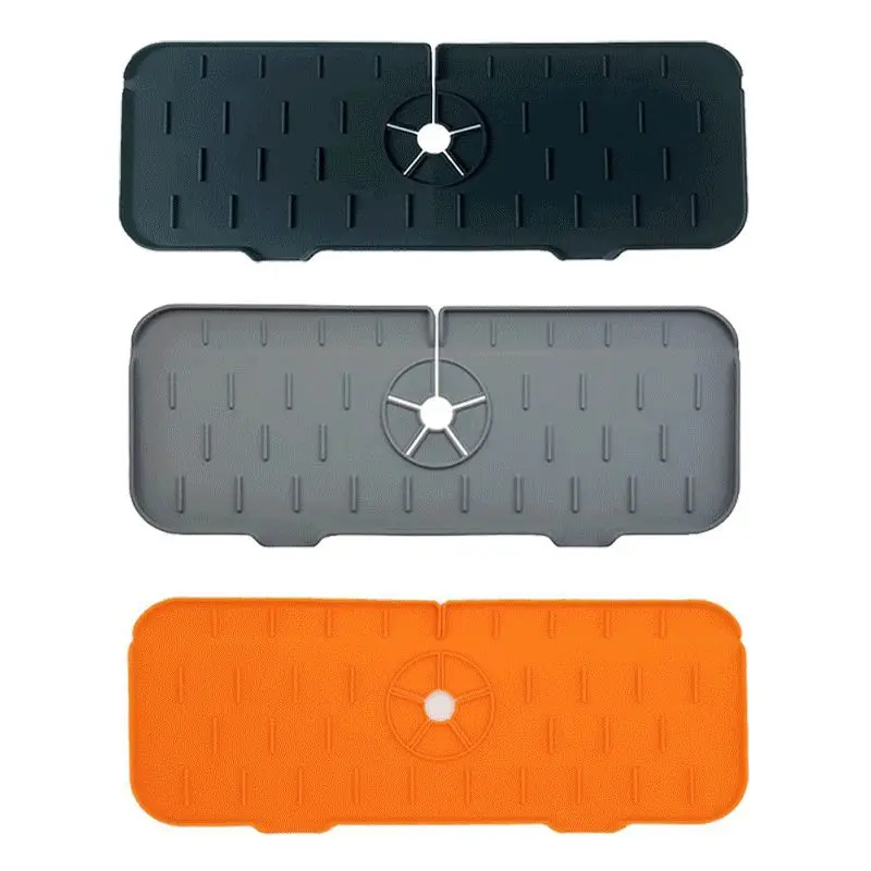

Kitchen Silicone Faucet Mat Flower Sink Splash Pad Drain Pad Bathroom Countertop Protector Quick Dry Tray