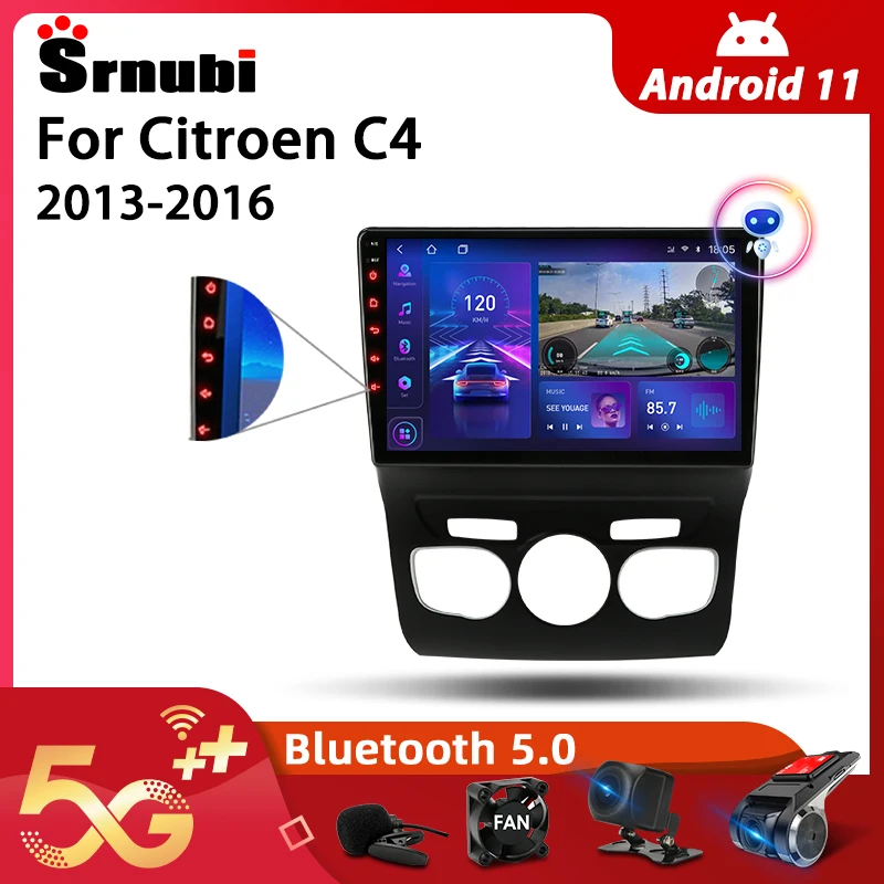

Автомагнитола Srnubi, 2 Din, Android 10,0, для Citroen C4 2013-2016, мультимедийное видео, 4G, Wi-Fi, сенсорный экран, плеер, динамик