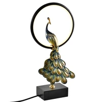 creative copper desktop lamp ornaments of peacock stage in sm size home decoration living room