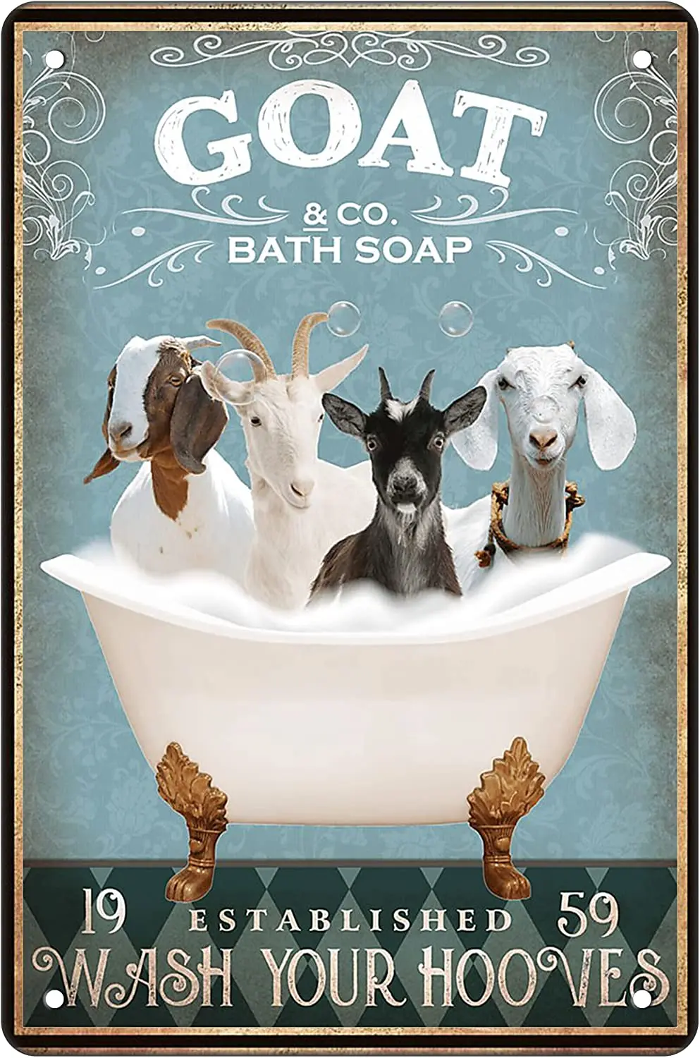 

Decor Bathtub Decor Goat lovers Goat Accessories Farm Decor Goat Signs Wall Art Poster Retro Metal Poster Wall Decoration Sign
