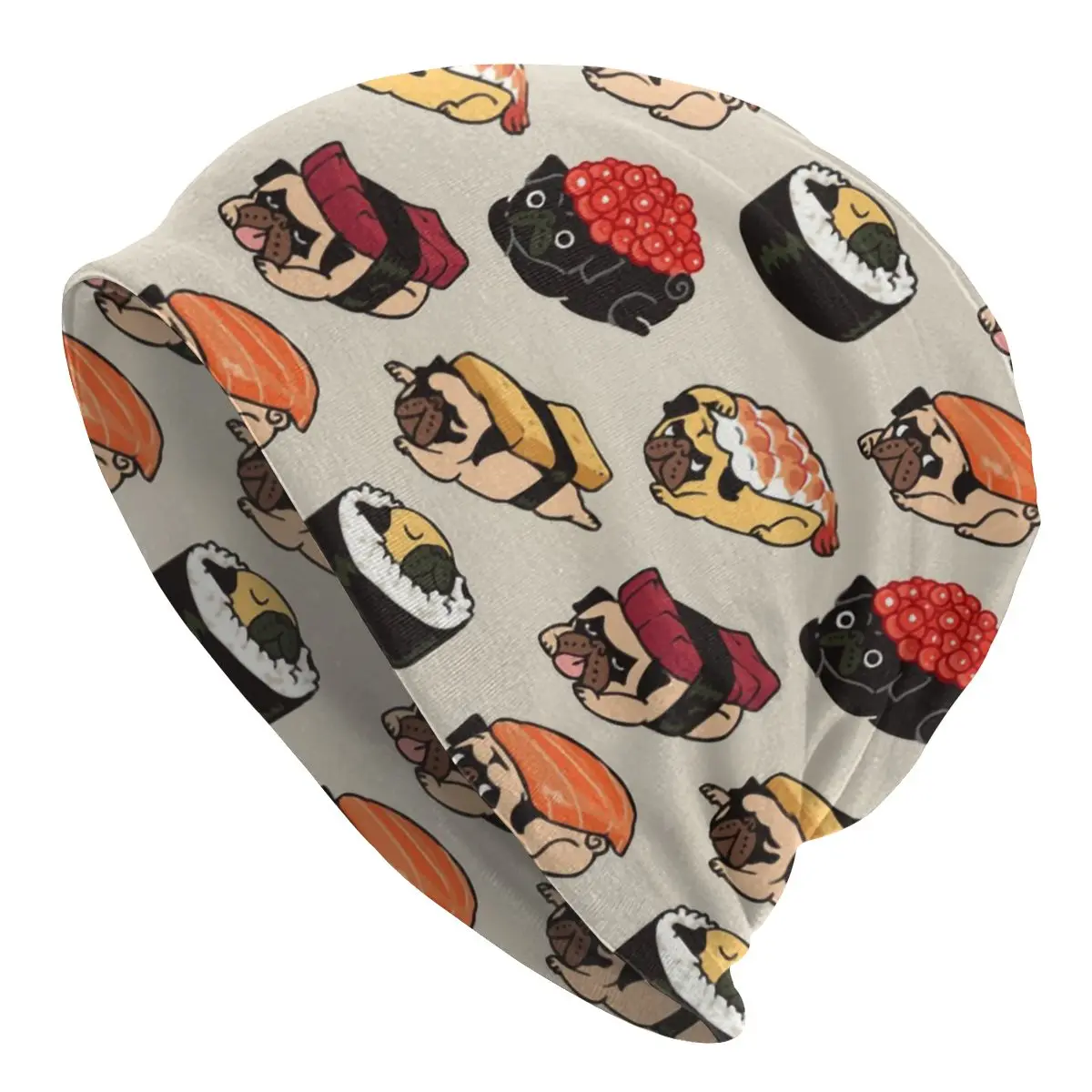 

Sushi Pug Dog Pattern Bonnet Homme Hip Hop Knit Hat For Women Men Autumn Winter Warm Kawaii Animal Beanies Caps