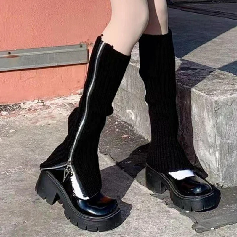 Осенние и зимние теплые вязаные шерстяные носки Jk на молнии сложенные