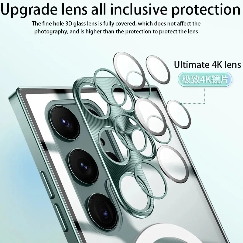 NEW Magnetic Magsafe case For Samsung Galaxy S22 S21 Plus Ultra Metal aluminium alloy Glass frosted protective ultra-thin cover