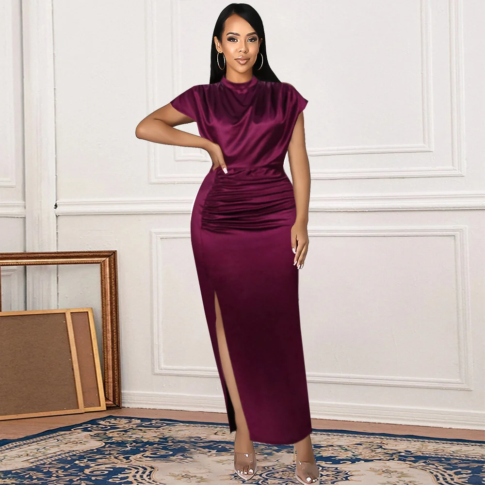 

New Women Fashion Dress Round Neck Non-sleeve Split Patchwork Slim Pullover Wester Style Elegant Chic Summer Ladies A-line Dress