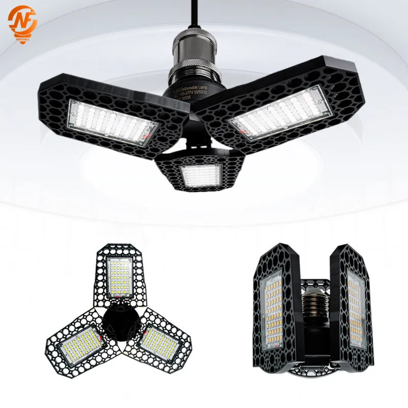 LED Garage Light 80W 60W 40W Industrial Lamp E27 85V-265V High Brightness Deformable LED High Bay Workshop Warehouse Lights