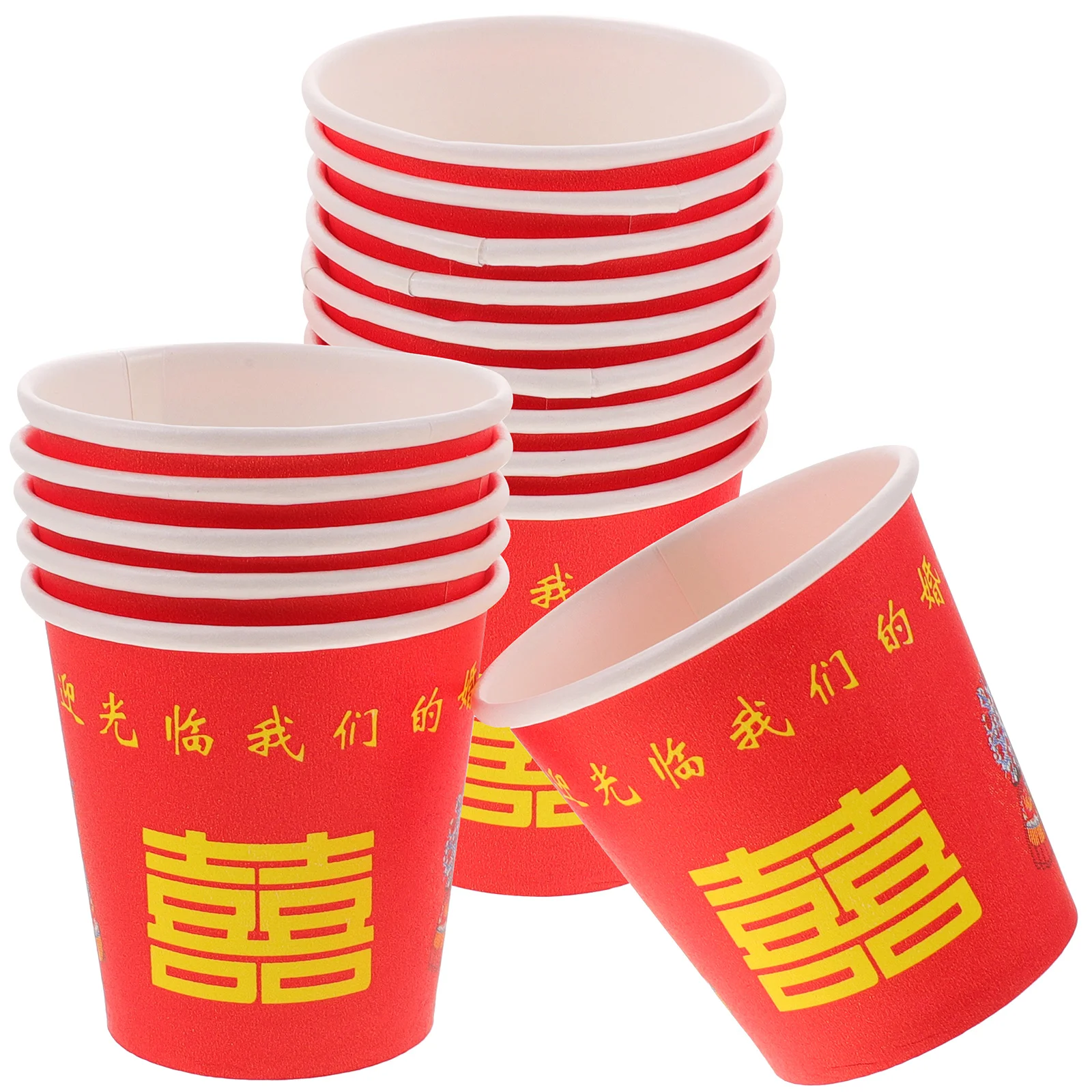 

100pcs Festive Wedding Use Paper Cup Chinese-style Traditional Disposable Paper Cup Party Supply
