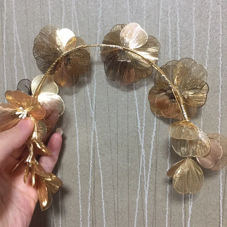 Свадебная тиара с листьями золотого цвета свадебные украшения ручной работы