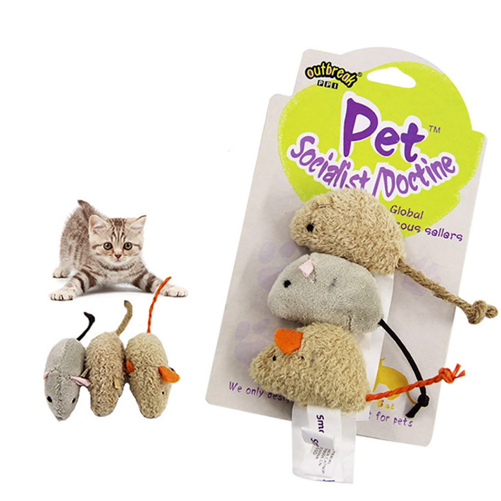

3pcs/set Cat Playing Toy Simulated Plush Mouse Funny Pet Cats Training Interactive Chewing Toys Kitten Scratch Bite Mice Toy