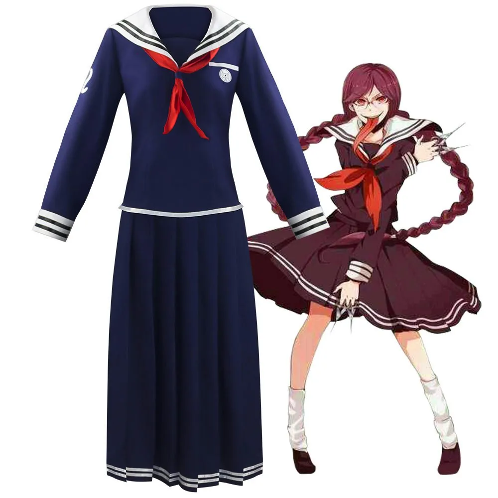 Купи Danganronpa 2 Trigger Happy Havoc Cosplay Costume Japan Anime Dangan- Ronpa School Uniform Blue Sailor Dress за 839 рублей в магазине AliExpress