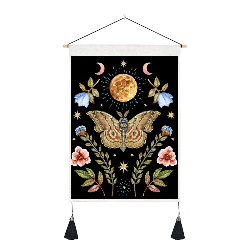 

Moon Butterfly Psychedelic Tapestry Background Decor Trippy Witchcraft Tarot Hippie Wall Rugs Blanket Hanging Cloth Aesthetic