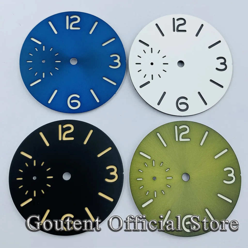 Goutent стерильный 37 мм синий зеленый черный белый циферблат подходит для часов ETA 6497
