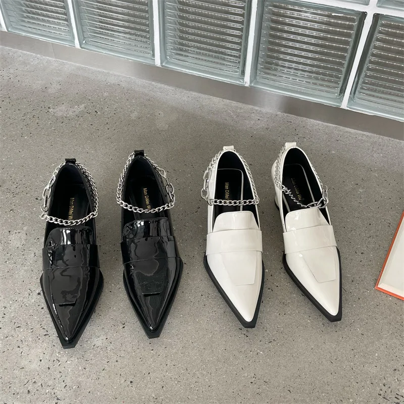 

Korean Shoes Female Footwear Casual Sneaker Clogs Platform Pointed Toe Autumn Patent Leather Ballet Flats 2022 New Comfortable D