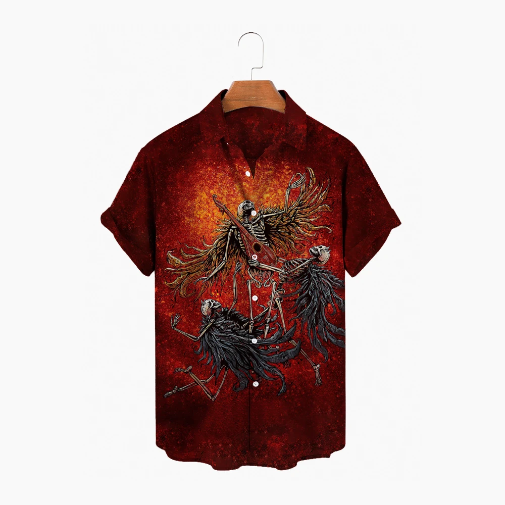 

Dark Icon Printed Vintage Street Shirts for Men 2022 Summer Hawaiian Shirts Male Top