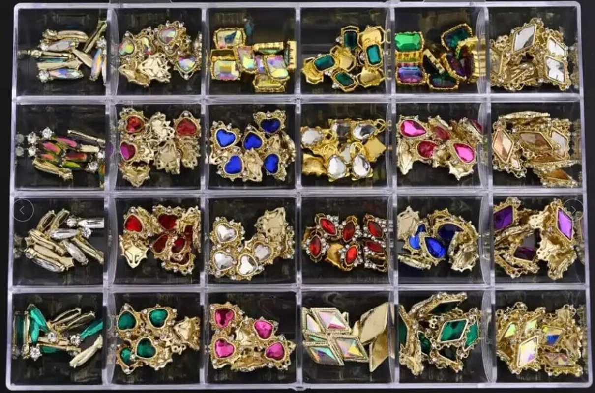

XL Gem Stone kit 240 pcs Nail Charm 24 Styles,Multi-color nail charms 2022 LUXURY NAIL RHINESTONES NAIL CHARMS SET Nail Charm