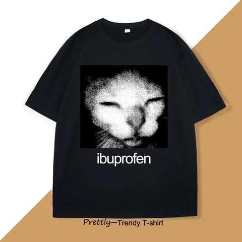 Мужская футболка Ibuprofen Cat Meme хлопок