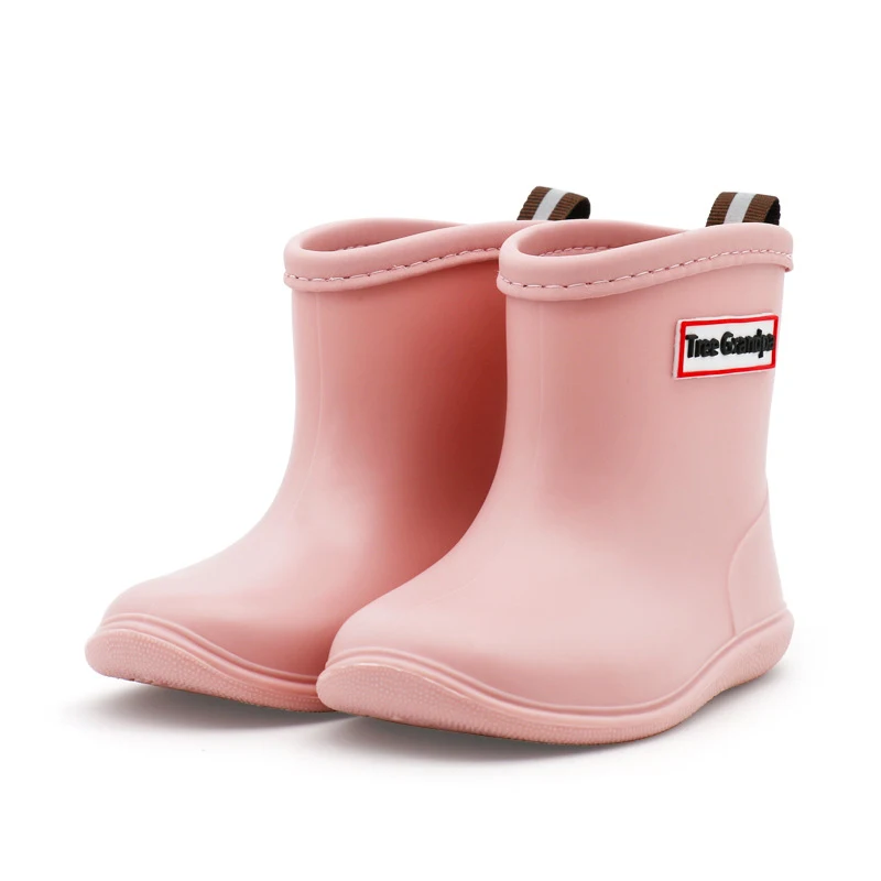 New Solid PVC Children Rain Boots Waterproof Anti Slip Toddler Boys Girls Rainboots Soft Bottom Slip On Kids Water Shoes