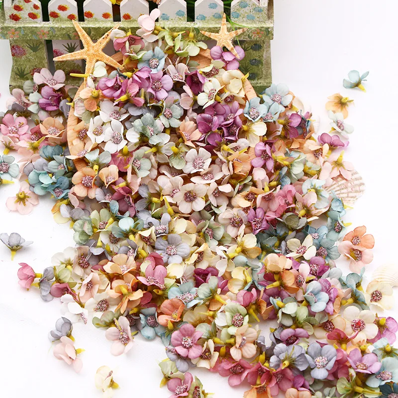 

50/100/200 Pcs Artificial Silk Mini Multicolor Daisy Flower Head DIY Wedding Party Decoration Home Christmas Wreath Fake Flowers
