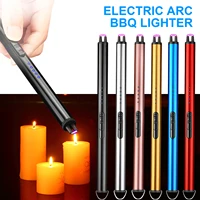 usb electric rechargeable long bbq kitchen gas stove lighter windproof led plasma flameless candle rechargeable arc lighters