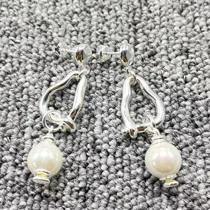 

Original Fashion Electroplated 925 Silver Color Exquisite Pearl Earrings Earrings Festival Jewelry Gifts fit unode50
