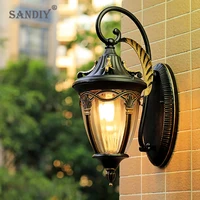 Garden Outdoor Wall Lamp Fixtures Retro Porch Light Vintage Led Lighting for House Gate Patio Exterior Sconce Black+Gold 12W 20W