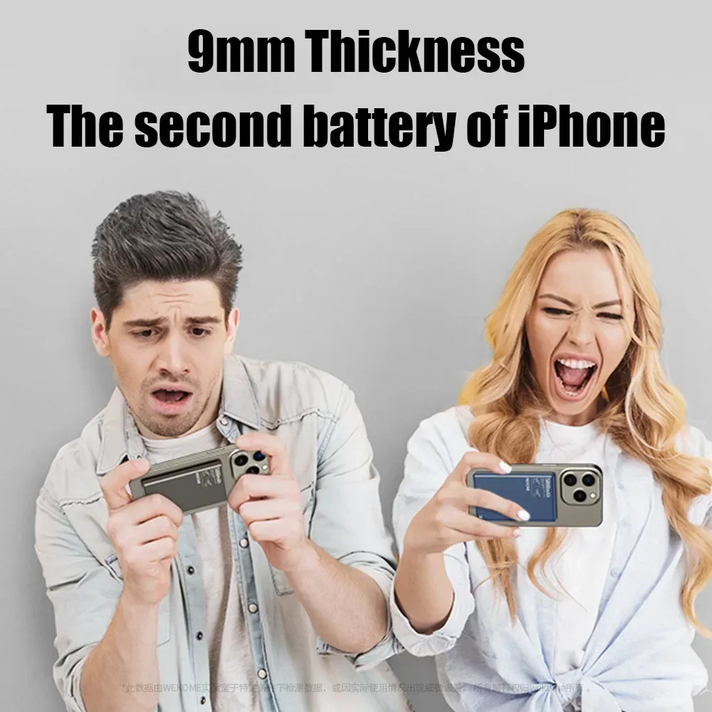 Ультратонкий беспроводной внешний аккумулятор на 5000 мАч портативный для IPhone 15 14