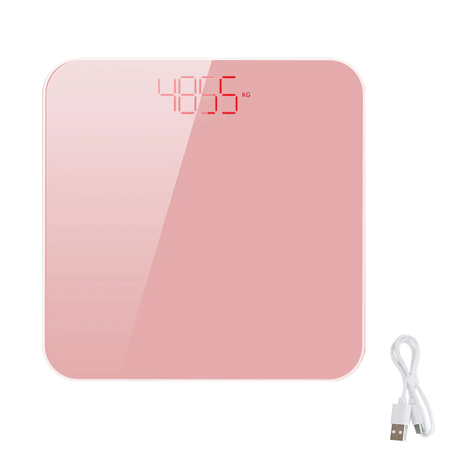 

180kg Lightweight High Precision Tempered Glass Body Weight Practical Digital Display USB Rechargeable Portable Bathroom Scale