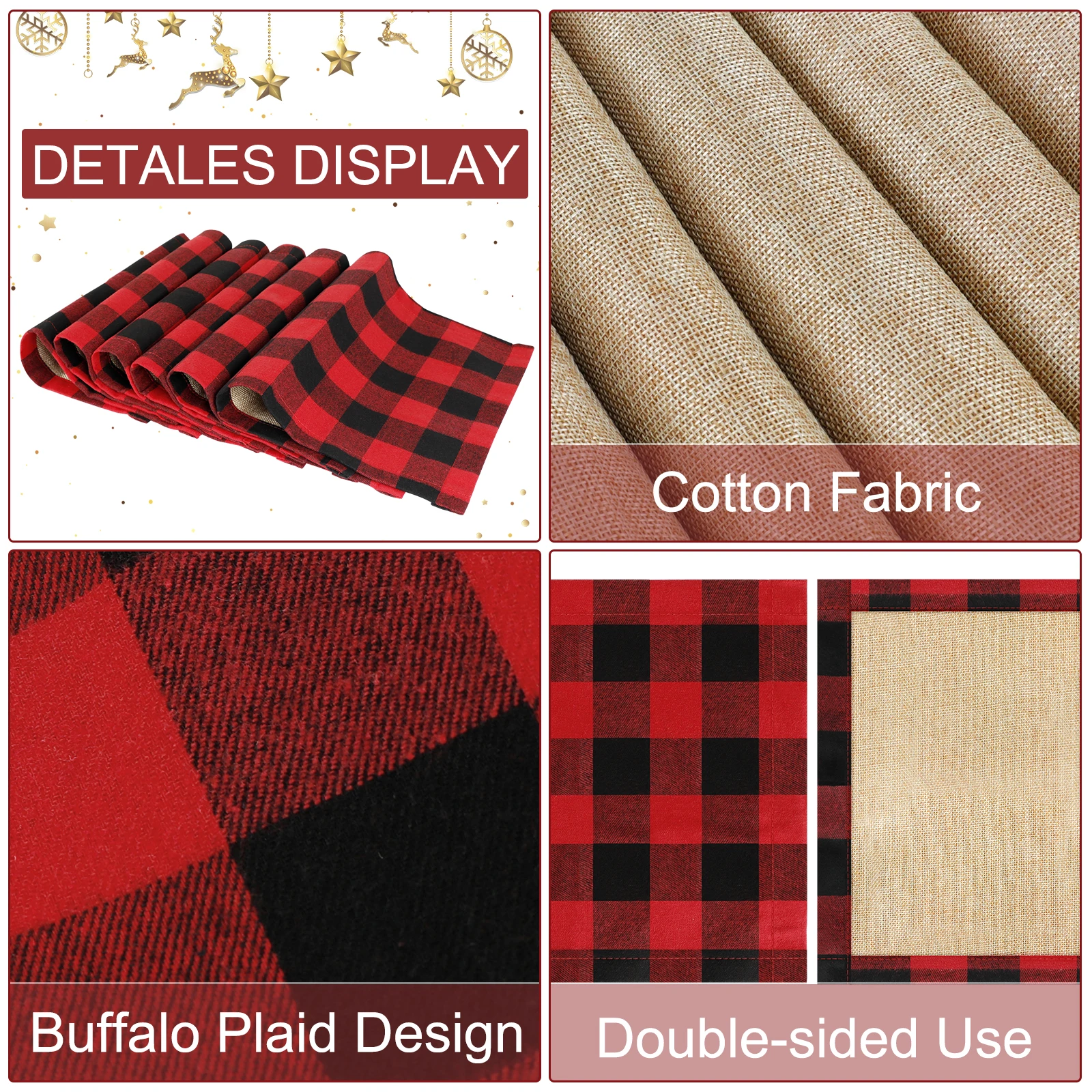 6 Упаковок Одноразовые Скатерти Из Красного Клетчатого Буйвола Двусторонняя