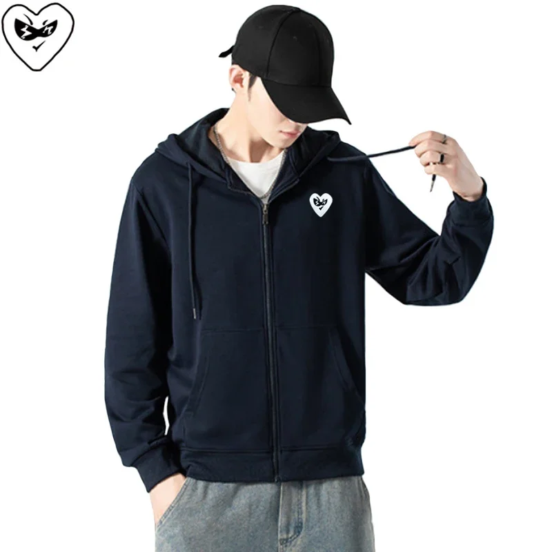 Мужская толстовка с капюшоном на молнии хлопковые крутые милые очки вышивкой в