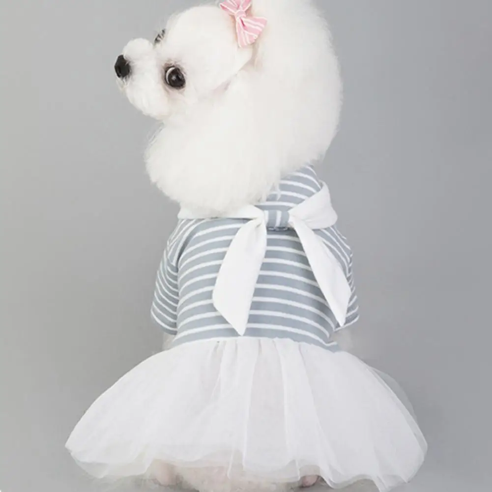 Юбка для собаки модное белое платье с галстуком-бабочкой домашних животных