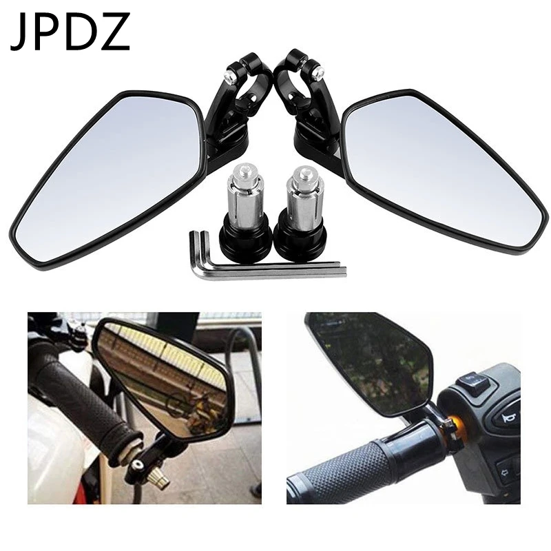 

1Pair 7/8Inch 22mm Universal Motorcycle Aluminum Rear View Black Handle Bar End Side Rearview Mirrors