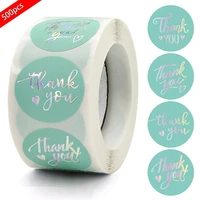 500pcsroll green thank you stickers small shop business package label handmade stickers for party birthday envelope gift decors