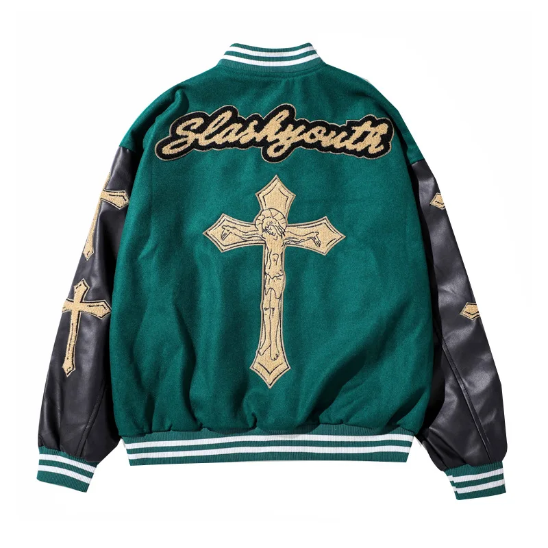 Мужская куртка американская бейсбольная форма с вышивкой крестиком мужская