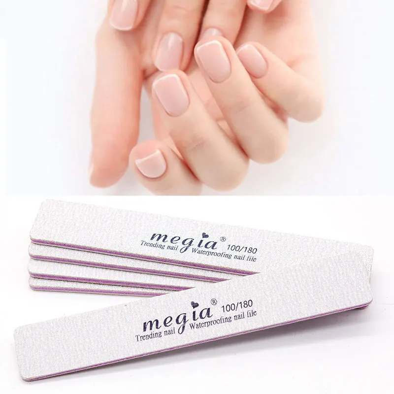 

5Pcs Double Sides Nail File Sandpaper Strong Thick Professional Nail Files Buffer For Manicure Half Moon Sanding Lime Tool