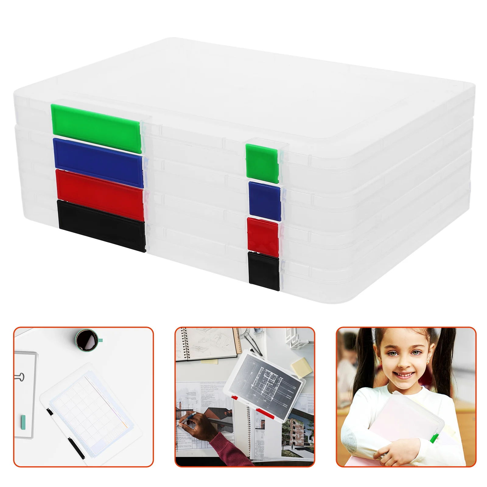 4-шт. коробка для файлов держатель журналов прозрачный портативный чехол проекта