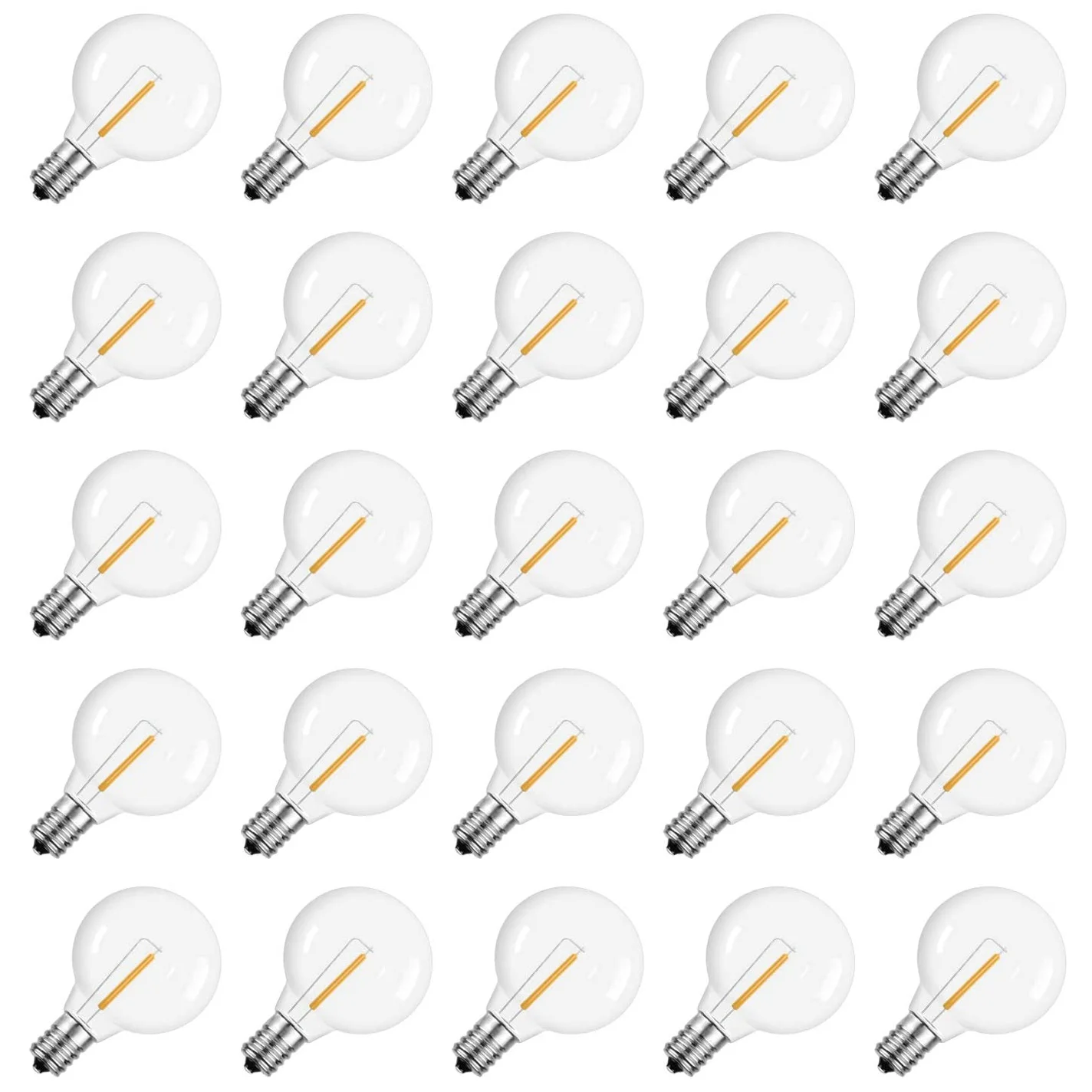 

G40 Led Replacement Light Bulbs, E12 Screw Base Shatterproof LED Globe Bulbs Light for Solar String Lights Warm White