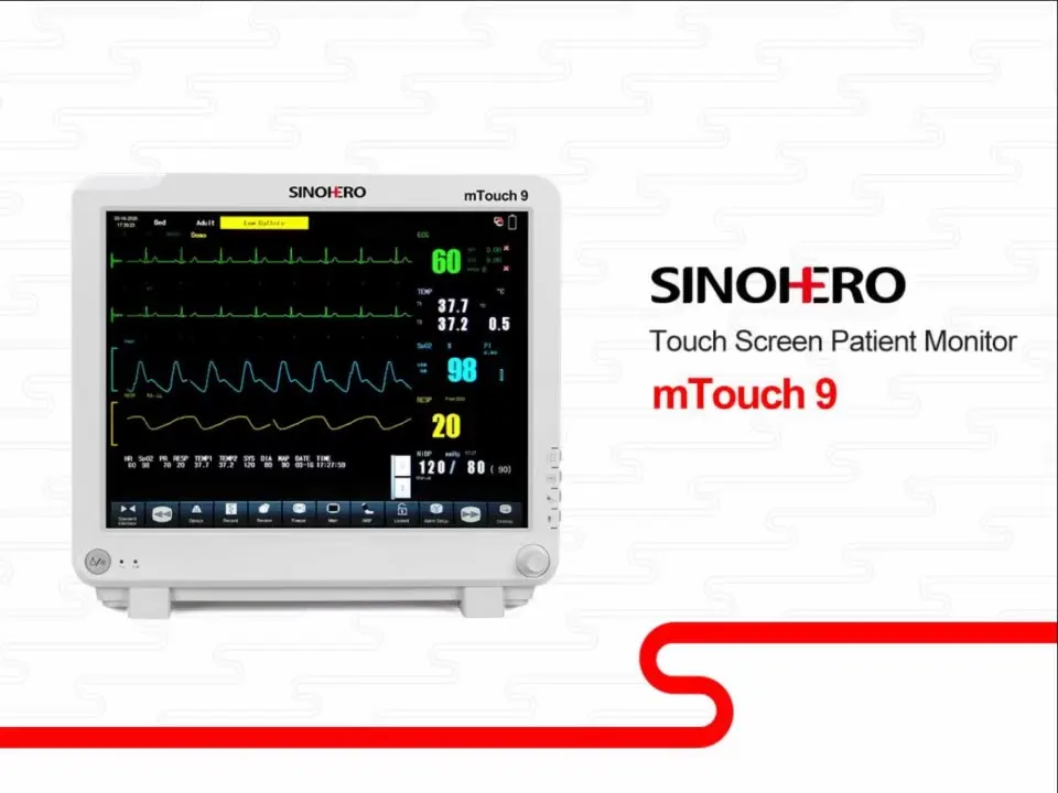 

Hospital Equipment SINOHERO Touch Screen Medical Equipment Etco2 Monitor With Internal Co2 Sensor And Spo2