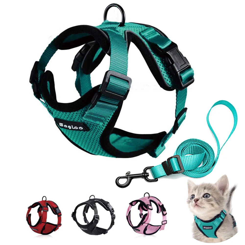 

Cat Harness and Leash for Walking Escape Proof Soft Adjustable Vest Harnesses for Cats Easy Control Breathable Soft Mesh Vest