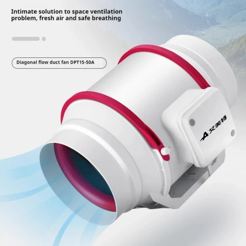 Кухонный бесшумный канальный вентилятор бытовой мощный вытяжной трубопроводной