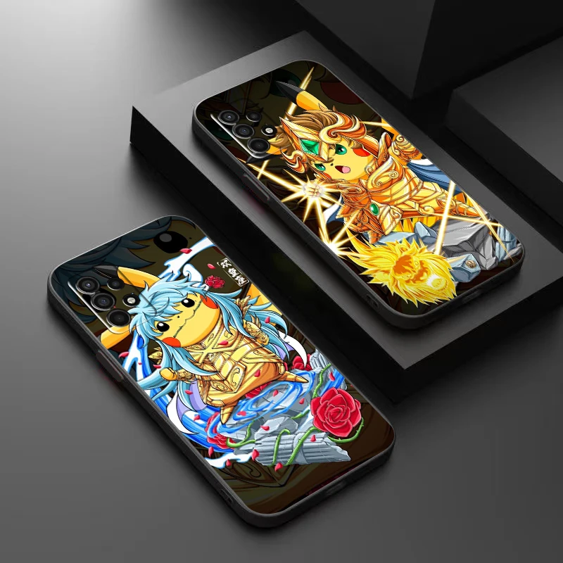 

Pokémon Pikachu Saint Seiya Phone Case For Samsung Galaxy A32 4G 5G A51 4G 5G A71 4G 5G A72 4G 5G Liquid Silicon Silicone Cover