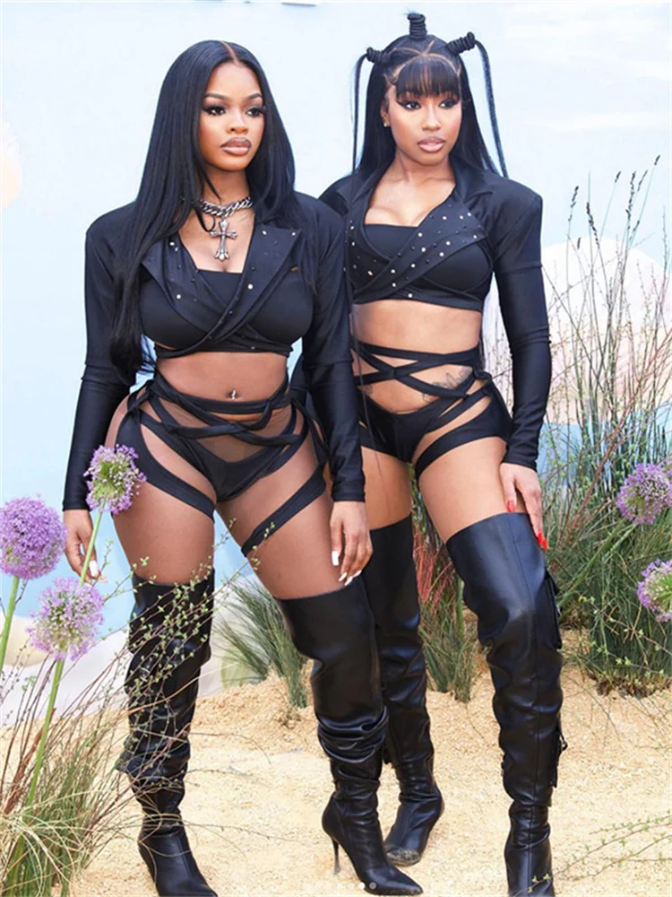 Simenual Sexy Clubwear Black High Waist Basic Shorts Women Cross Hollow Out Short Pants Gothic Chic Bottoms Trim Leggings Hot