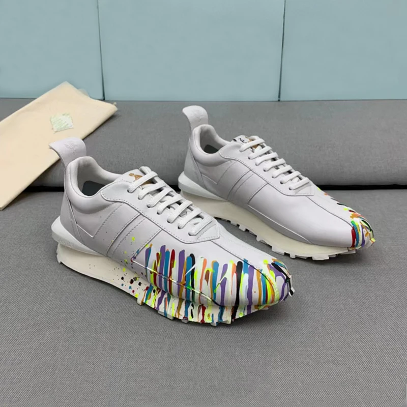 

Designer hand-painted X Gallery Dept Paint Splatter Lace-up Sneakers White Leather Low-top Non-slip Jogging Sneaker