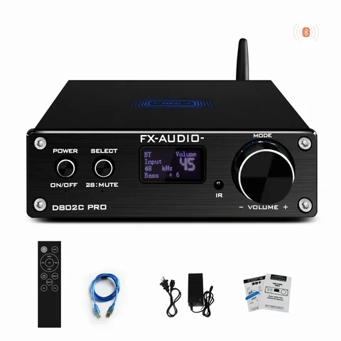 2023 FX-Audio D802CPRO полный цифровой аудио усилитель QCC3034 Bluetooth@5.0 APTX 24 бит/192 кГц мощность 80 Вт * 2 DC32V/5A адаптер (опция)