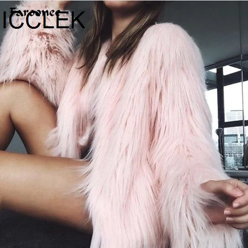 ICCLEK 2018 imitation fur coat women's Beach wool long hair falling wool medium long fur coat