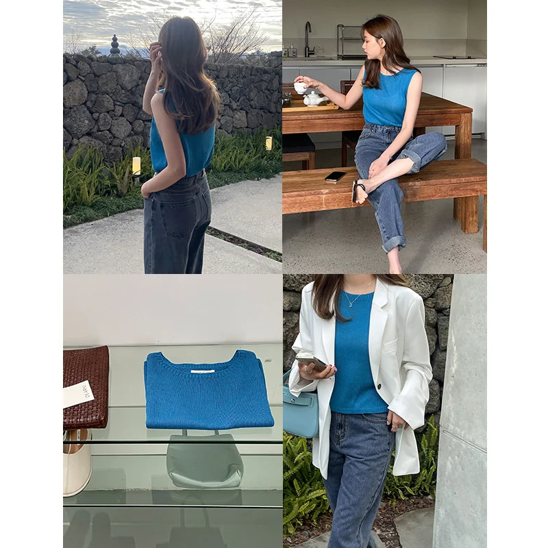 Женский трикотажный жилет с круглым вырезом весна 2022 |