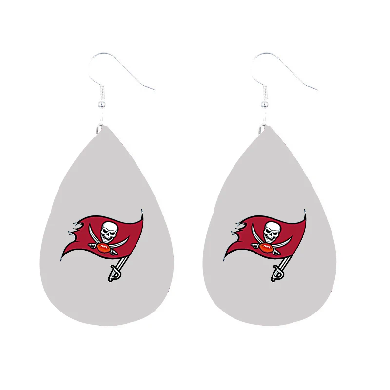 

24 Pairs Flag Printed Football Leather Earrings New Lightweight Teardrop Earrings Make Your Order