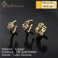 1pc copper 18k gold plating colorful zircon ear clips non piercing earrings for women geometric heart ear cuffs trend jewelry
