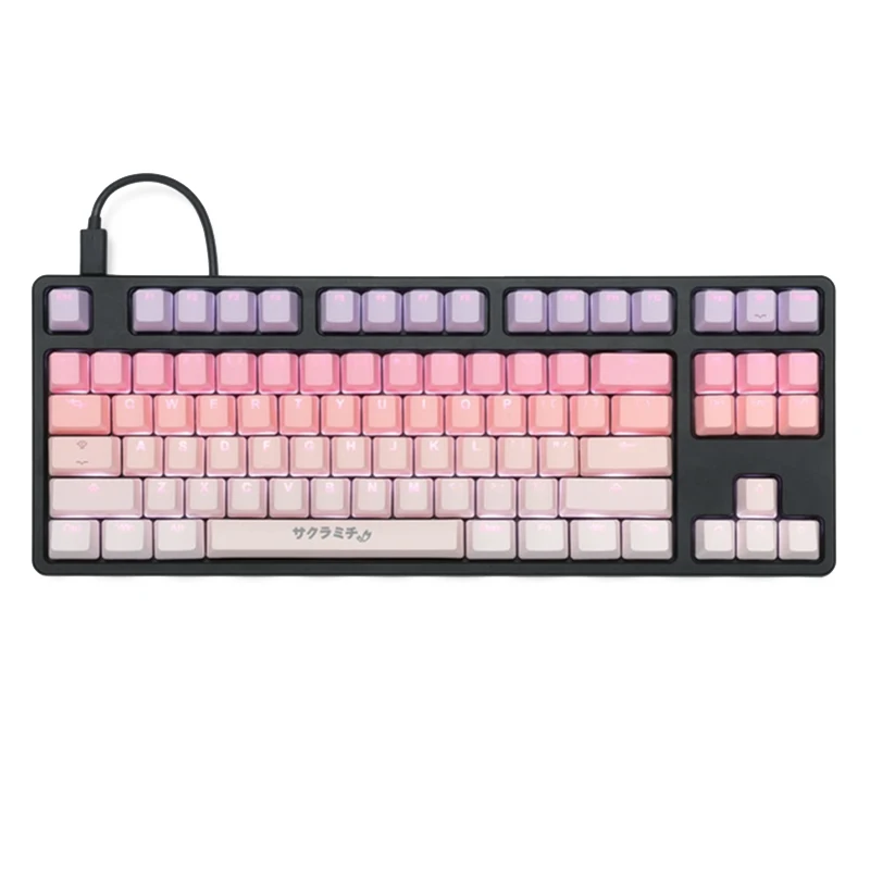 

taihao Sakura Michi pbt double shot keycaps for diy gaming mechanical keyboard Backlit Caps oem profile light through ISO UK