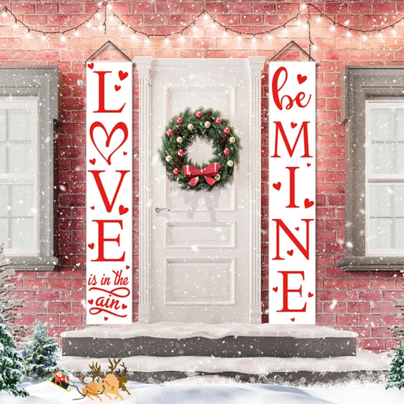 

Top Valentines Day Banner Door Porch Sign Decorations Hanging Love Heart Wall Pendant Door Decoration Party Supplies 2021