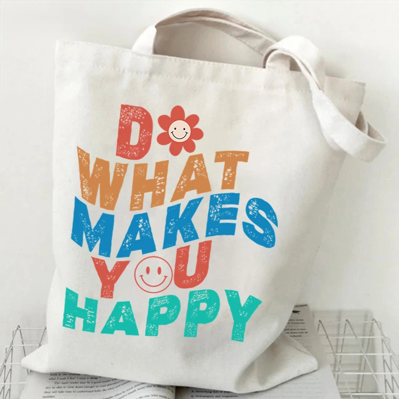 

Do What Maker You Happy Cartoon Fashion Groovy Print Foldable Eco-Friendly Shopping Bags Tote Folding Pouch Special Purpose Bags